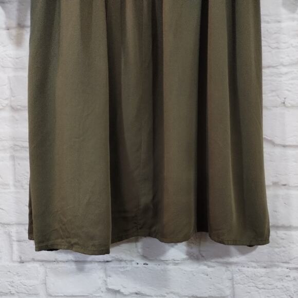 L Andree by Unit Olive Green Dolman Wide Sleeve Button Collared Dress S NWT Flaw - Picture 14 of 15